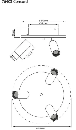 Aneta Lighting Kjøkkenbelysning Tak|Spotter & Skinner<Concord rund takspott 3-lys
