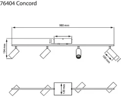 Aneta Lighting Kjøkkenbelysning Tak|Spotter & Skinner<Concord takspott 4-lys