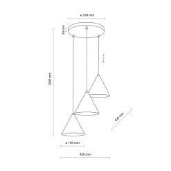 TK Lighting Kjøkkenbelysning Tak|Takpendler<Cono rondell takpendel 3-lys