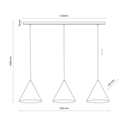 TK Lighting Kjøkkenbelysning Tak|Takpendler<Cono takpendel 3-lys