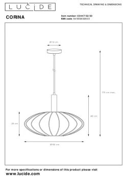 Lucide Kjøkkenbelysning Tak|Takpendler<Corina takpendel 50 cm