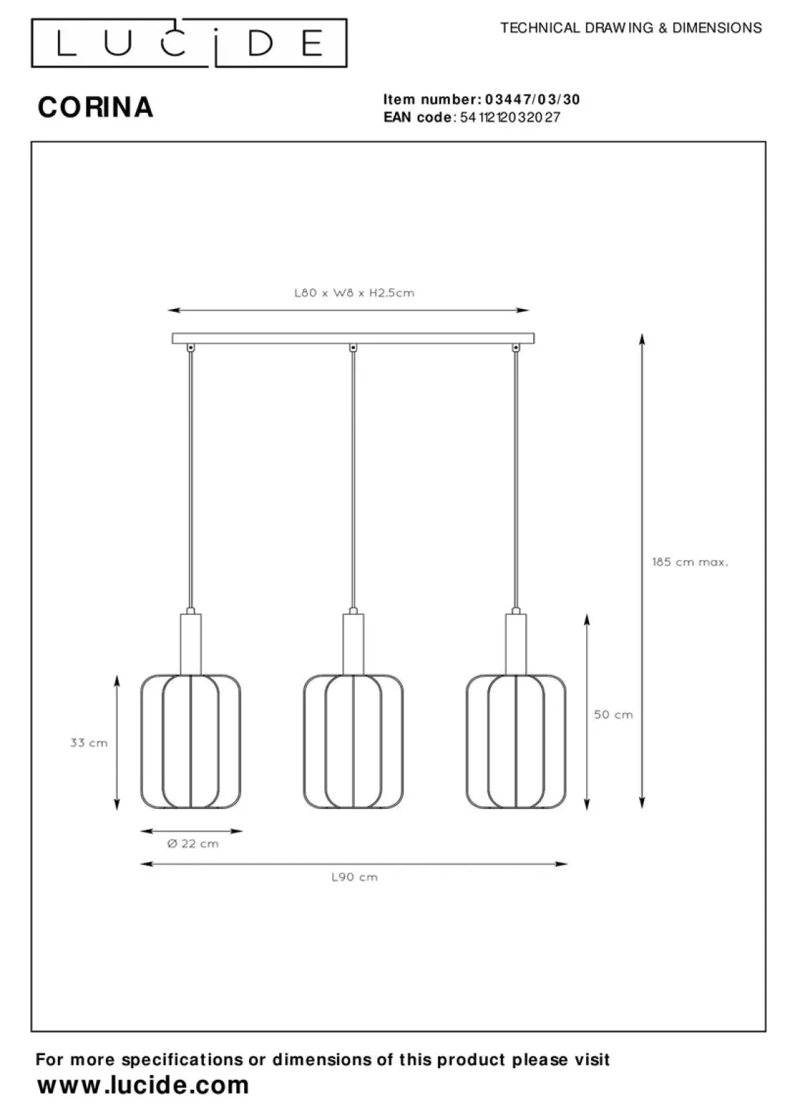 Lucide Kjøkkenbelysning Tak|Takpendler<Corina takpendel 3-lys