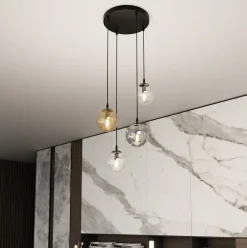 Emibig Kjøkkenbelysning Tak|Takpendler<Cosmo rondell takpendel 4 lys - Svart/Multifarget