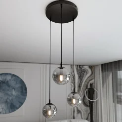 Emibig Kjøkkenbelysning Tak|Takpendler<Cosmo rondell takpendel 3 lys - Svart/Røykfarget