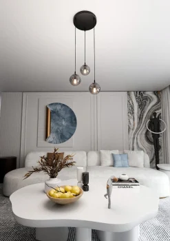 Emibig Kjøkkenbelysning Tak|Takpendler<Cosmo rondell takpendel 3 lys - Svart/Røykfarget