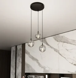 Emibig Kjøkkenbelysning Tak|Takpendler<Cosmo rondell takpendel 3 lys - Svart/Røykfarget