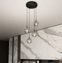 Emibig Kjøkkenbelysning Tak|Takpendler<Cosmo rondell takpendel 4 lys - Svart/Røykfarget