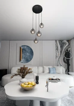 Emibig Kjøkkenbelysning Tak|Takpendler<Cosmo rondell takpendel 4 lys - Svart/Røykfarget