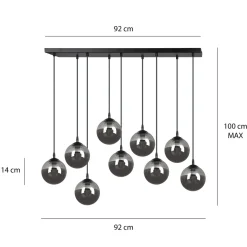 Emibig Kjøkkenbelysning Tak|Takpendler<Cosmo takpendel 9 lys - Svart/Røykfarget