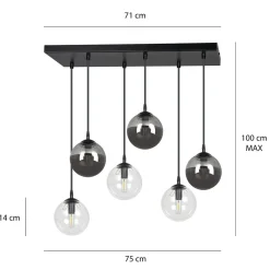 Emibig Kjøkkenbelysning Tak|Takpendler<Cosmo takpendel 6 lys - Svart/Røykfarget