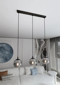 Emibig Kjøkkenbelysning Tak|Takpendler<Cosmo takpendel 3 lys - Svart/Røykfarget