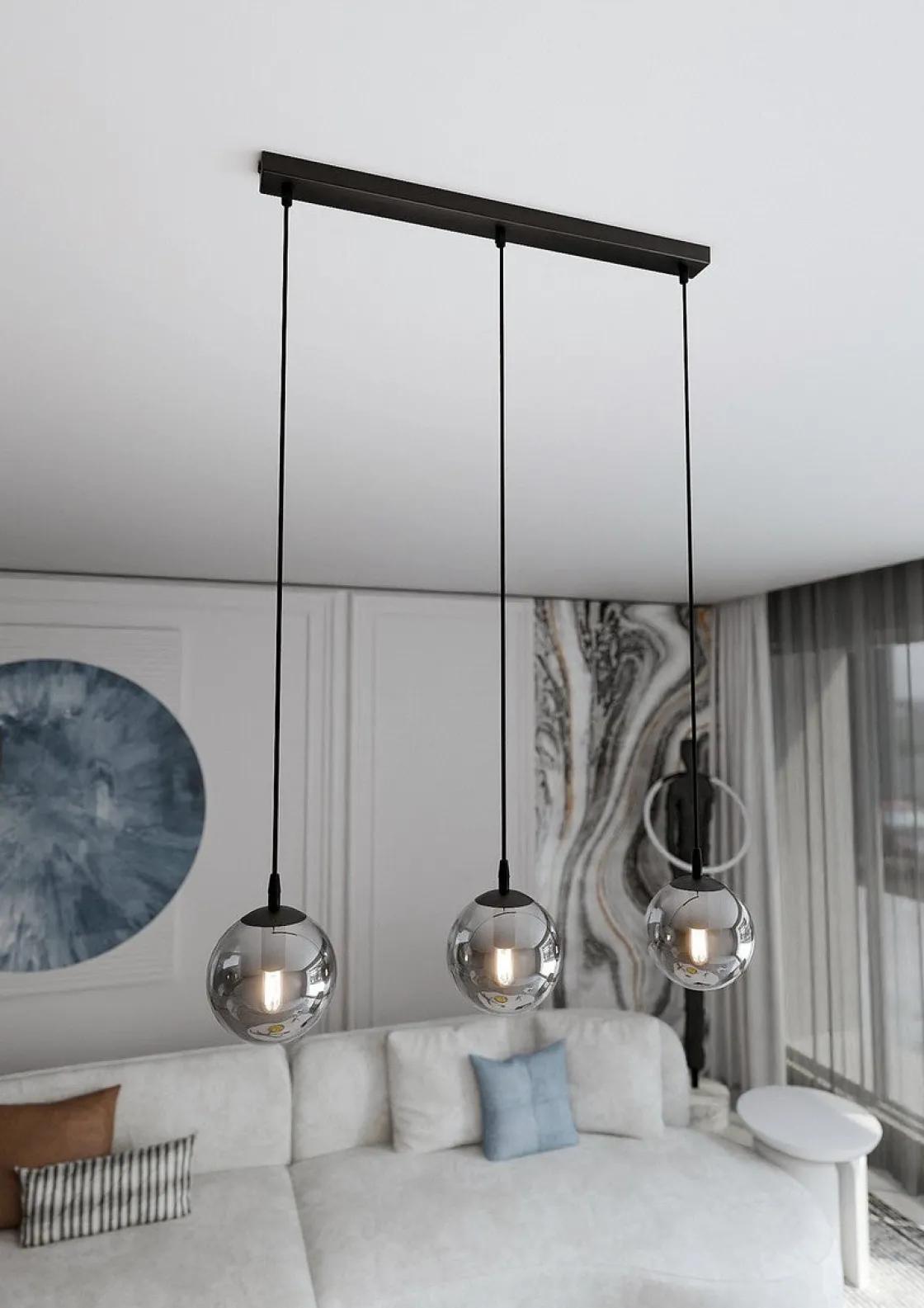 Emibig Kjøkkenbelysning Tak|Takpendler<Cosmo takpendel 3 lys - Svart/Røykfarget