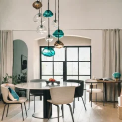 Hadeland Glassverk Kjøkkenbelysning Tak|Takpendler<Crystal Stone Ø35 - Blågrønn / Messing