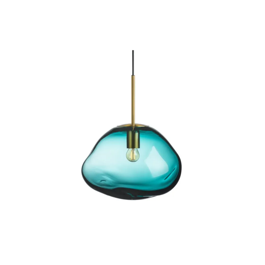 Hadeland Glassverk Kjøkkenbelysning Tak|Takpendler<Crystal Stone Ø35 - Blågrønn / Stål