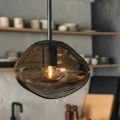 Hadeland Glassverk Kjøkkenbelysning Tak|Takpendler<Crystal Stone Ø35 - Kakao / Stål