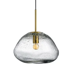 Hadeland Glassverk Kjøkkenbelysning Tak|Takpendler<Crystal Stone Ø35 - Klar m/Soda / Messing