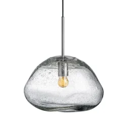 Hadeland Glassverk Kjøkkenbelysning Tak|Takpendler<Crystal Stone Ø35 - Klar m/Soda / Stål