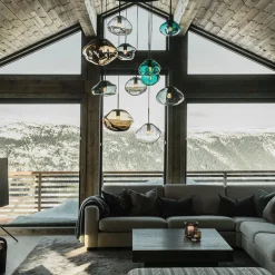 Hadeland Glassverk Kjøkkenbelysning Tak|Takpendler<Crystal Stone Ø30 - Oliven / Messing