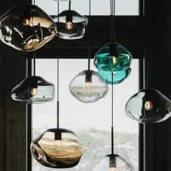 Hadeland Glassverk Kjøkkenbelysning Tak|Takpendler<Crystal Stone Ø35 - Oliven / Svart