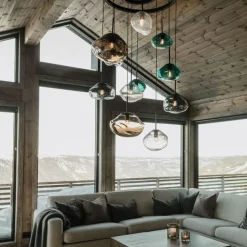 Hadeland Glassverk Kjøkkenbelysning Tak|Takpendler<Crystal Stone Ø35 - Oliven / Stål