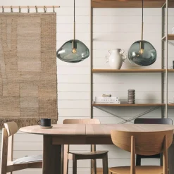 Hadeland Glassverk Kjøkkenbelysning Tak|Takpendler<Crystal Stone Ø25 - Røkgrå / Messing