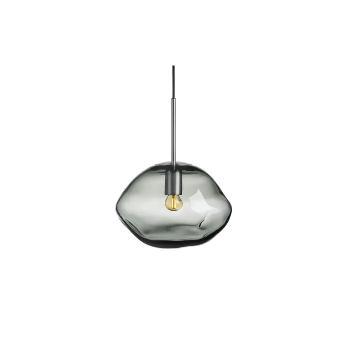 Hadeland Glassverk Kjøkkenbelysning Tak|Takpendler<Crystal Stone Ø30 - Røkgrå / Stål