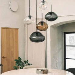 Hadeland Glassverk Kjøkkenbelysning Tak|Takpendler<Crystal Stone Ø30 - Røkgrå / Svart