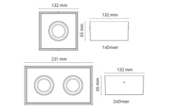 Sg Armaturen As Lightup-Pris|Kjøkkenbelysning Tak<Cube Lux 2x7W LED 2700K Ra 98