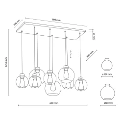 TK Lighting Kjøkkenbelysning Tak|Takpendler<Cubus takpendel 8-lys