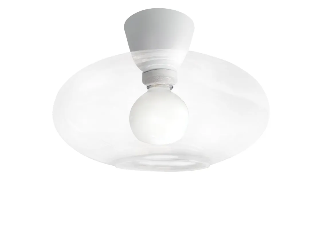 NorDesign Kjøkkenbelysning Tak|Taklamper / Takplafonder<Cup 105 taklampe med glasskuppel 28 cm - Hvit/Klart glass