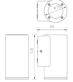 NorDesign Utelamper Til Kystområder|Utelamper Med Opp/Ned Lys<Cylindro vegglampe ned utendørs IP54 - grå