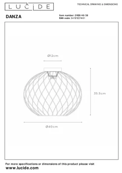 Lucide Kjøkkenbelysning Tak|Taklamper / Takplafonder<Danza taklampe 40 cm