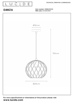 Lucide Kjøkkenbelysning Tak|Takpendler<Danza takpendel 25 cm