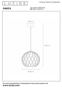 Lucide Kjøkkenbelysning Tak|Takpendler<Danza takpendel 25 cm