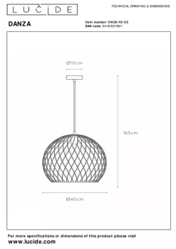 Lucide Kjøkkenbelysning Tak|Takpendler<Danza takpendel 40 cm - Matt gull/farget