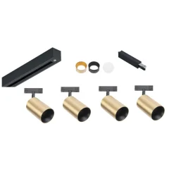 Antidark Kjøkkenbelysning Tak|Designline<Designline Tube Pro komplett 1.9 meter spotskinne med 4 spotter GU10 - Svart/Messing