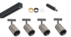 Antidark Kjøkkenbelysning Tak|Designline<Designline Tube Pro komplett 1.9 meter spotskinne med 4 spotter GU10 - /Titanium