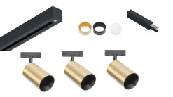 Antidark Kjøkkenbelysning Tak|Designline<Designline Tube Pro komplett 1.9 meter spotskinne med 3 spotter GU10 - Svart/Messing