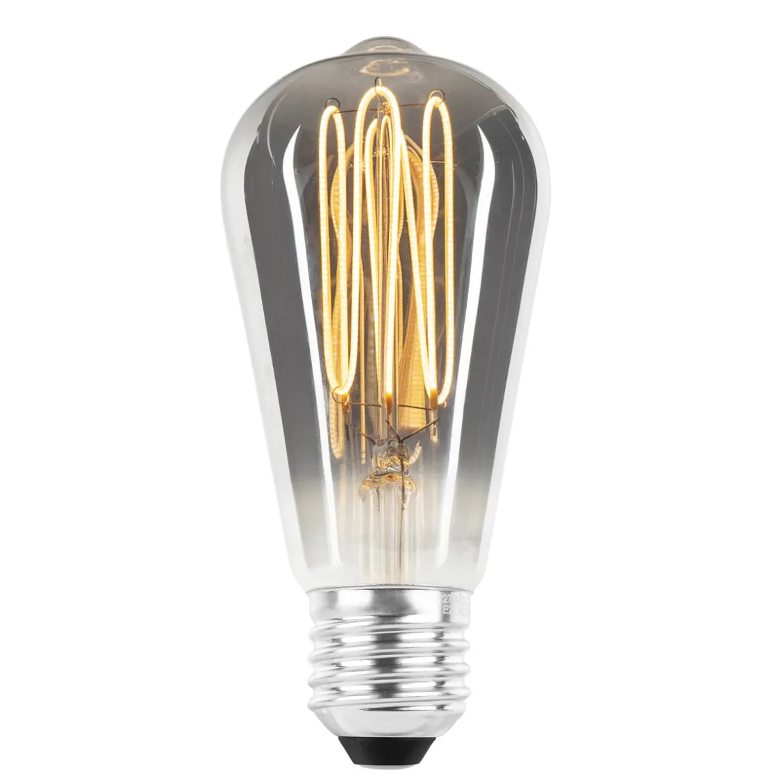 NorDesign Led-Pærer E27 Sokkel<Ecolux E27 lantern ultra tynn spiral filament 4W 2700K 64 mm dimbar - Smoke