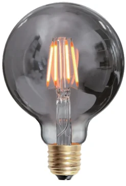 Ms - belysning Led-Pærer E27 Sokkel<Edison E27 globe filament 6W 2200K 95 mm 3 step dim - Smoke