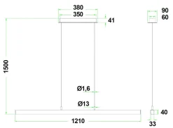 NorDesign Kjøkkenbelysning Tak|Takpendler<Era 1200 takpendel 22W 2700 Kelvin RA90 dimbar