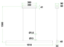 NorDesign Kjøkkenbelysning Tak|Takpendler<Era 1500 takpendel 27W LED 2700 Kelvin RA90 dimbar