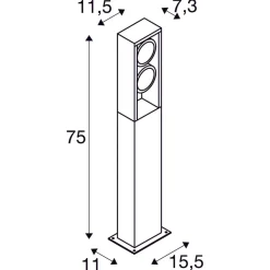 Slv Pullert<Eskina pullert 75 cm IP65 27W 3000/4000 Kelvin