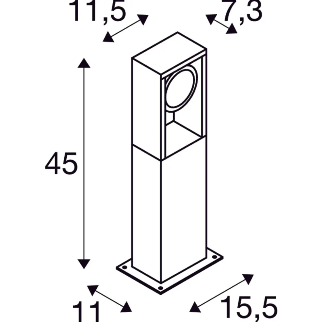 Slv Pullert<Eskina pullert 45 cm 15W 3000/4000 Kelvin IP65