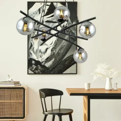 Emibig Kjøkkenbelysning Tak|Takpendler<Essa takpendel 5-lys - Svart/Røykfarget