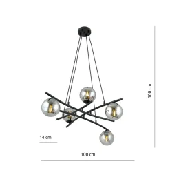 Emibig Kjøkkenbelysning Tak|Takpendler<Essa takpendel 5-lys - Svart/Røykfarget