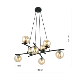 Emibig Kjøkkenbelysning Tak|Takpendler<Essa takpendel 8-lys - Svart/Amberfarget