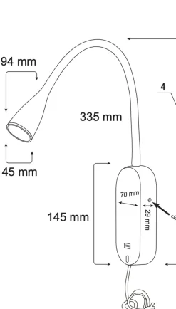 Nielsen Light Vegglamper Med Usb<Eye vegglampe 5 watt dimbar m/ USB - Hvit