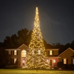 Fairybell Juletrelys & Lysslynger|Julebelysning Til Flaggstang<8M flaggstang julebelysning - 1500 LEDlys - med twinkle