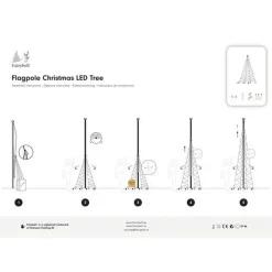 Fairybell Juletrelys & Lysslynger|Julebelysning Til Flaggstang<8M flaggstang julebelysning - 1500 LEDlys - med twinkle